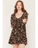 Image #1 - Idyllwind Women's Aldrich Conversation Print Long Sleeve Mini Dress, Dark Brown, hi-res