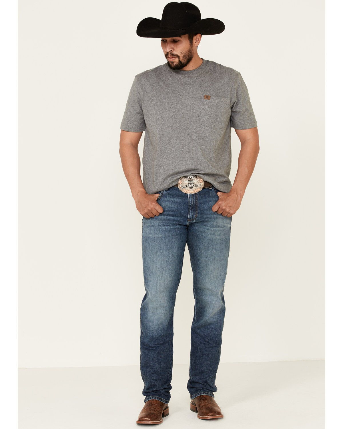 Image #1 - Wrangler Retro Men's Cleburn Med Stretch Slim Straight Jeans , Blue, hi-res