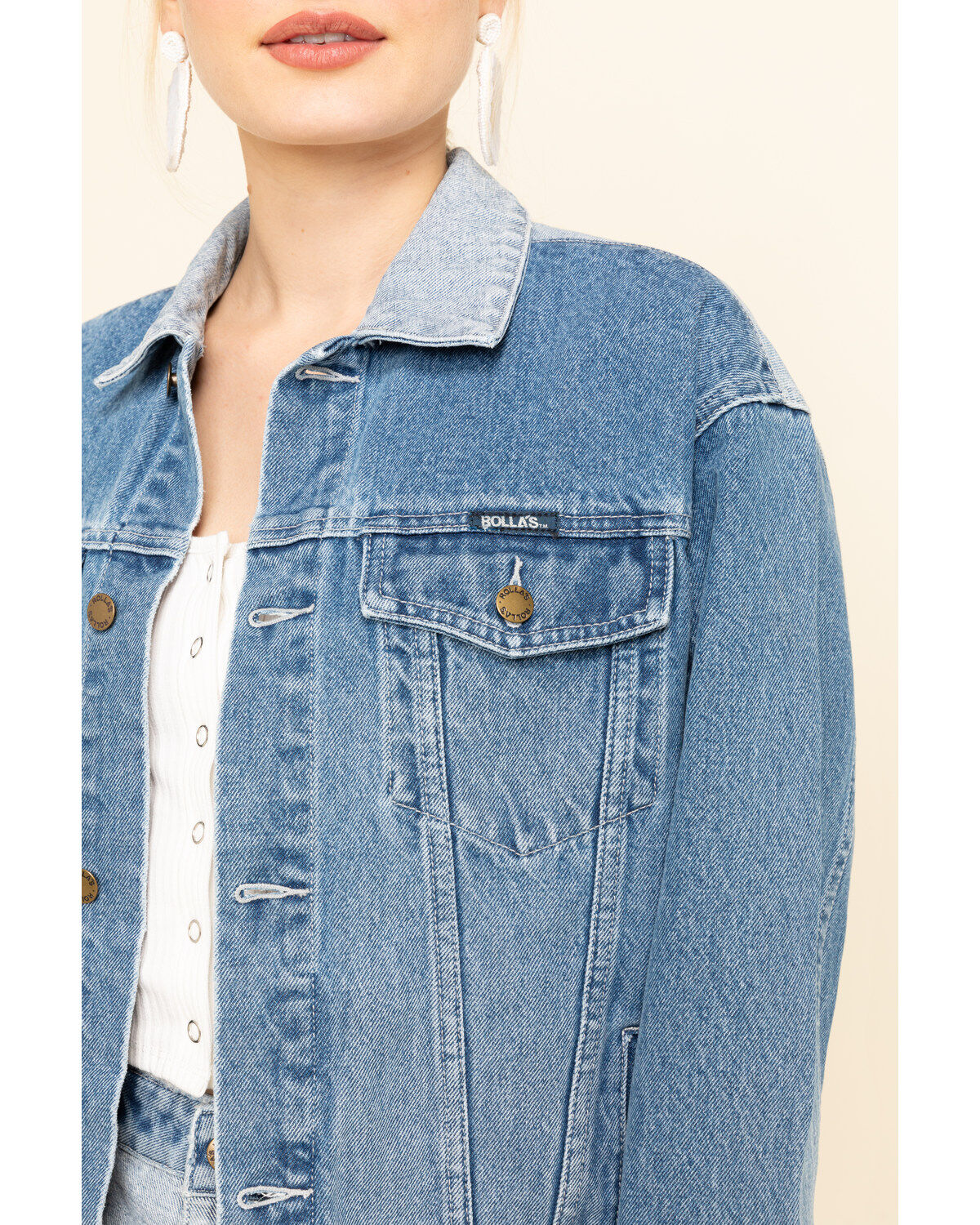Image #4 - Rolla's Women's Medium Contrast Back Yoke Denim Jacket, Blue, hi-res