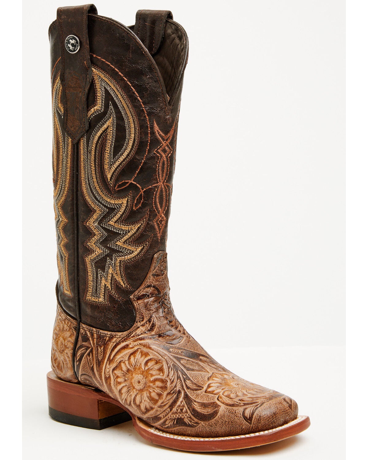 Tanner Mark Women's Jungle Tooled Tall Western Boots - Broad Square Toe, Brown, hi-res