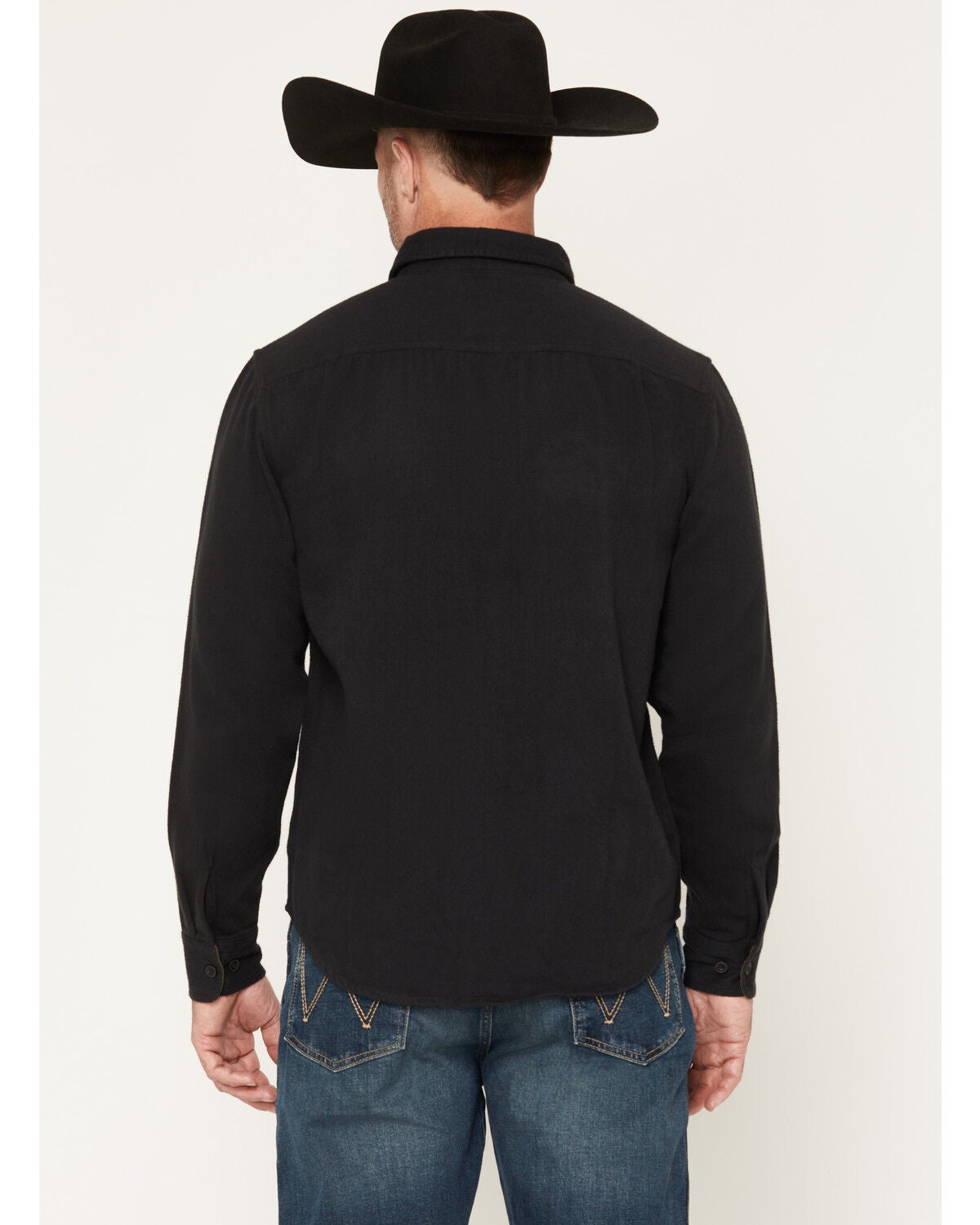 Image #4 - Seager Men's Calico Solid Long Sleeve Button-Down Flannel Shirt, Black, hi-res