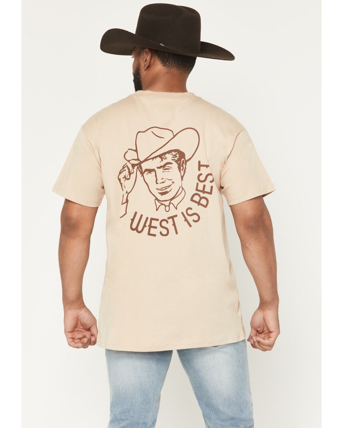 Ariat X Sendero Provisions Men's West Is Best Short Sleeve Graphic T-Shirt, Tan, hi-res