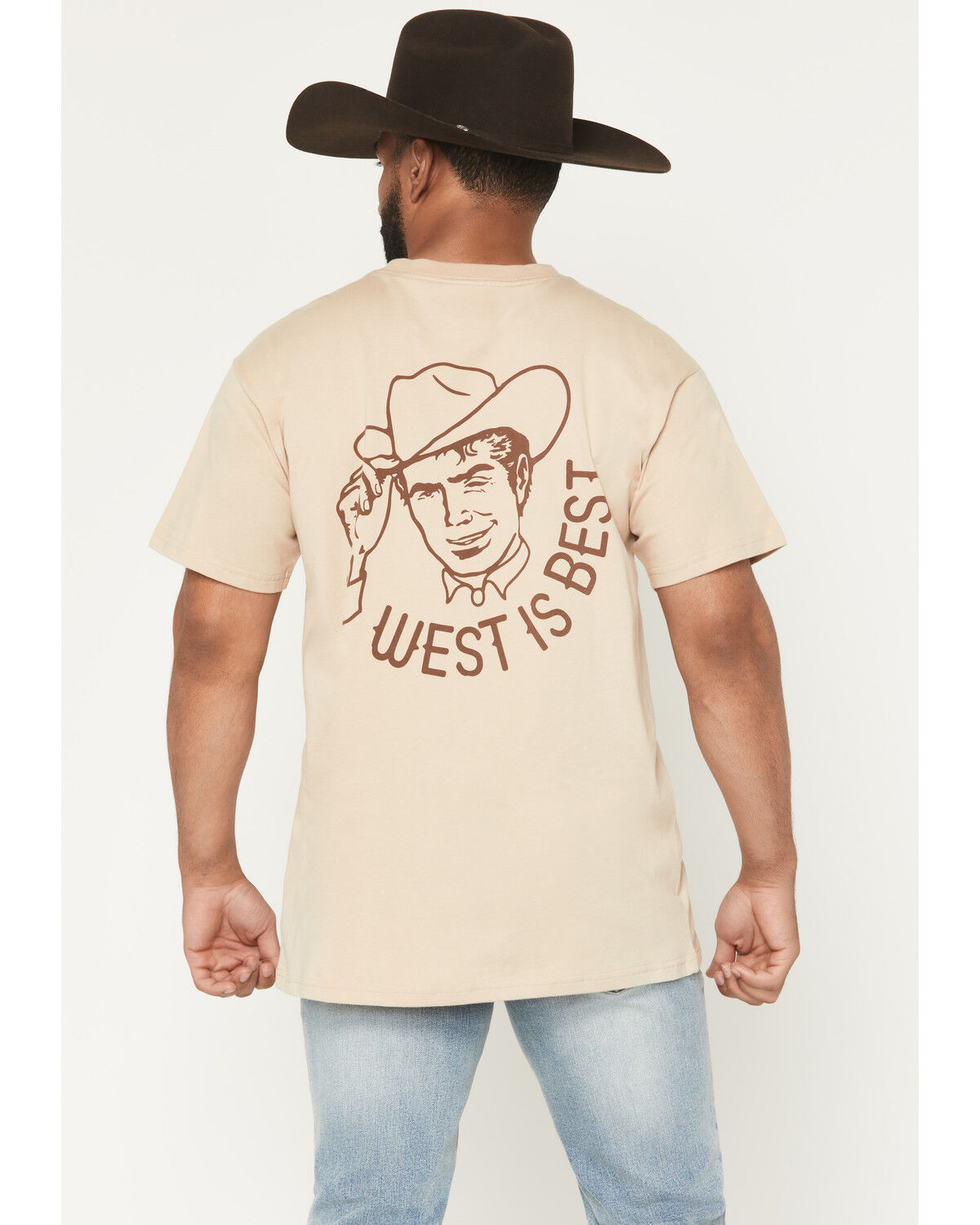 Image #1 - Ariat X Sendero Provisions Men's West Is Best Short Sleeve Graphic T-Shirt, Tan, hi-res