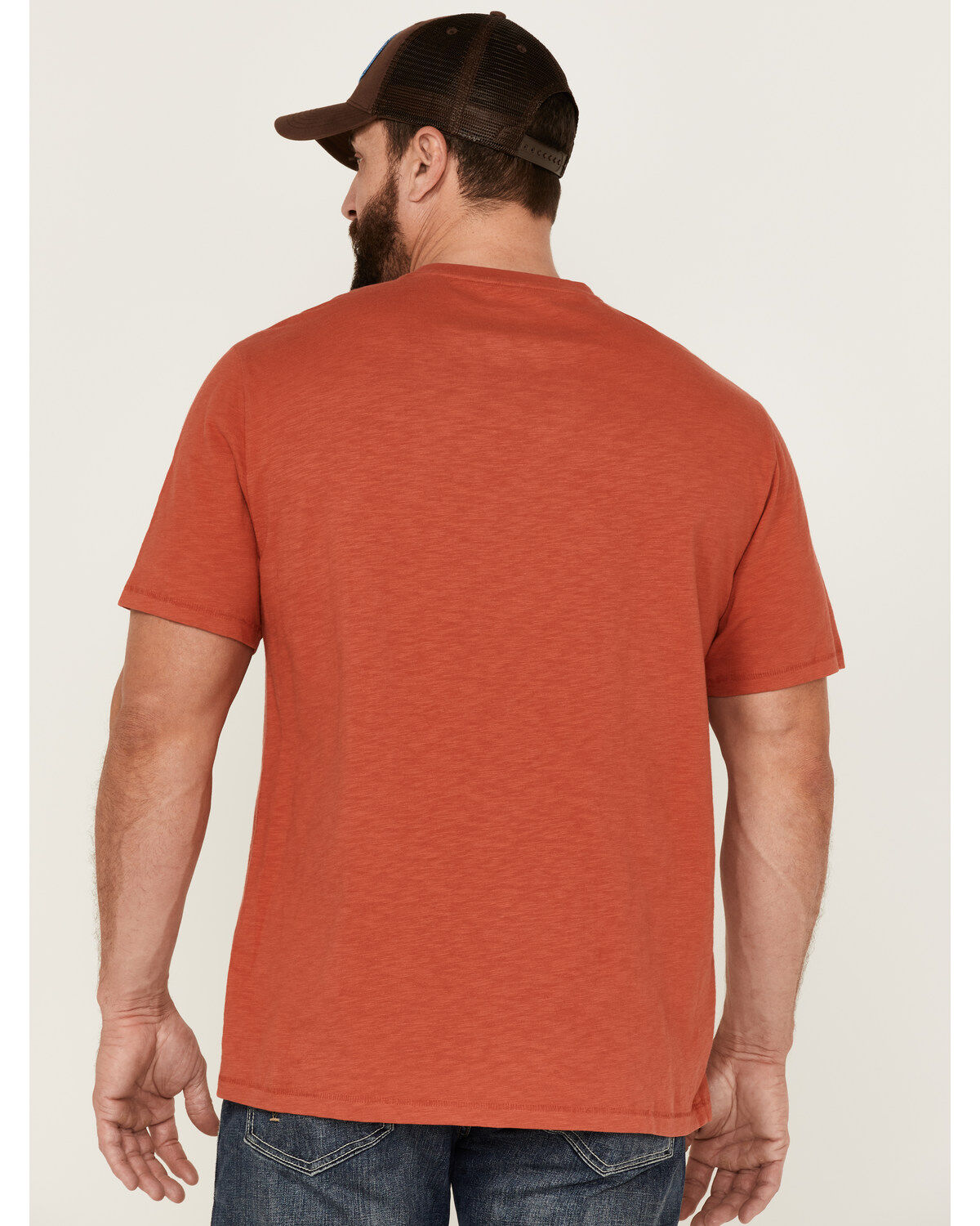 Image #4 - Brothers and Sons Men's Mercantile Light Red Weathered Slub Graphic Short Sleeve T-Shirt, Orange, hi-res