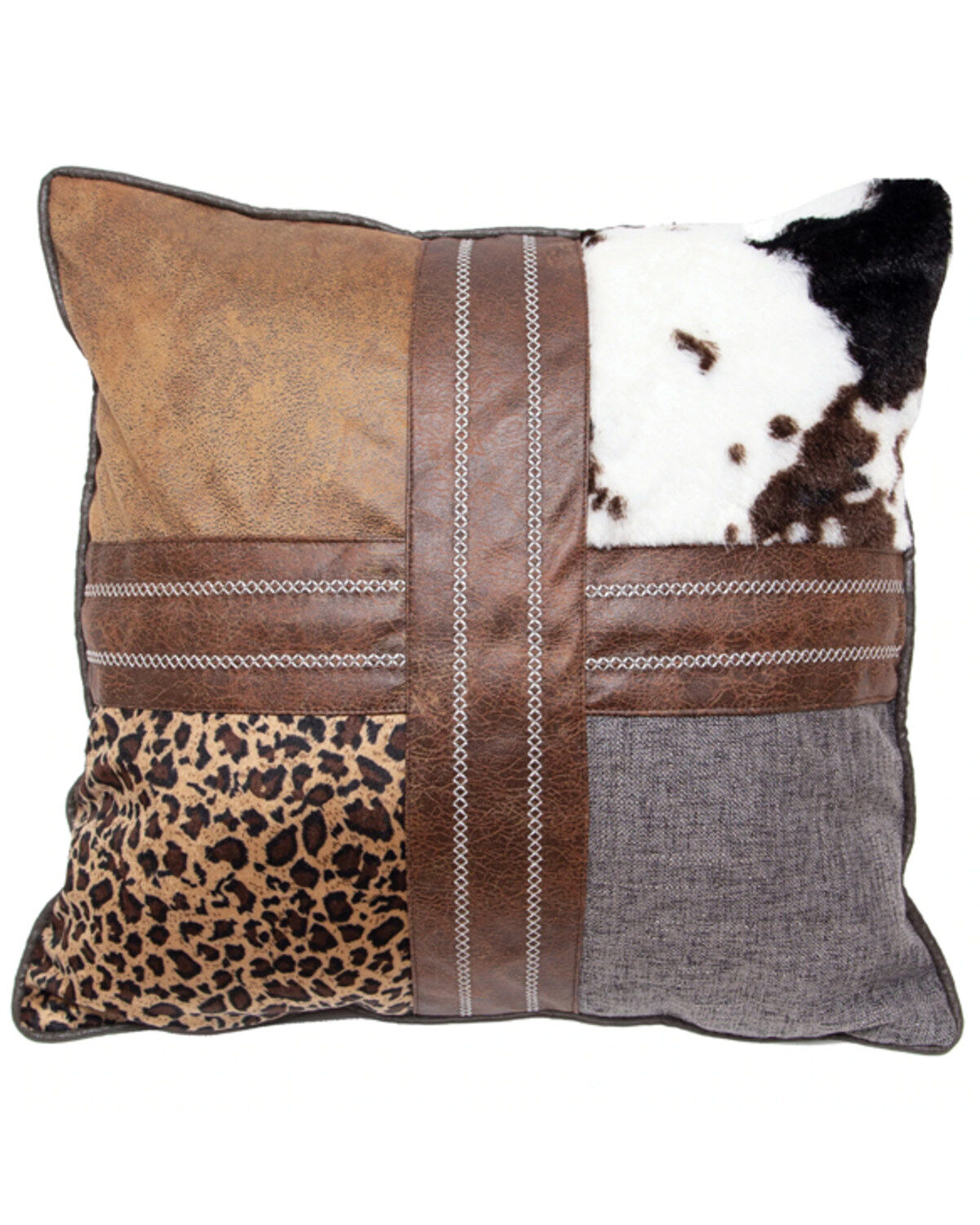 Image #1 - Wrangler Four Square Western Throw Pillow, Brown, hi-res