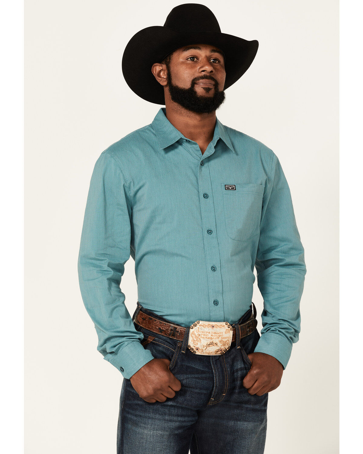 Image #1 - Kimes Ranch Men's Linville Coolmax Button-Down Western Shirt, Blue, hi-res