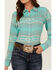 Image #3 - Ariat Women's R.E.A.L Jadeite Jacquard Southwestern Print Long Sleeve Snap Western Shirt , Turquoise, hi-res