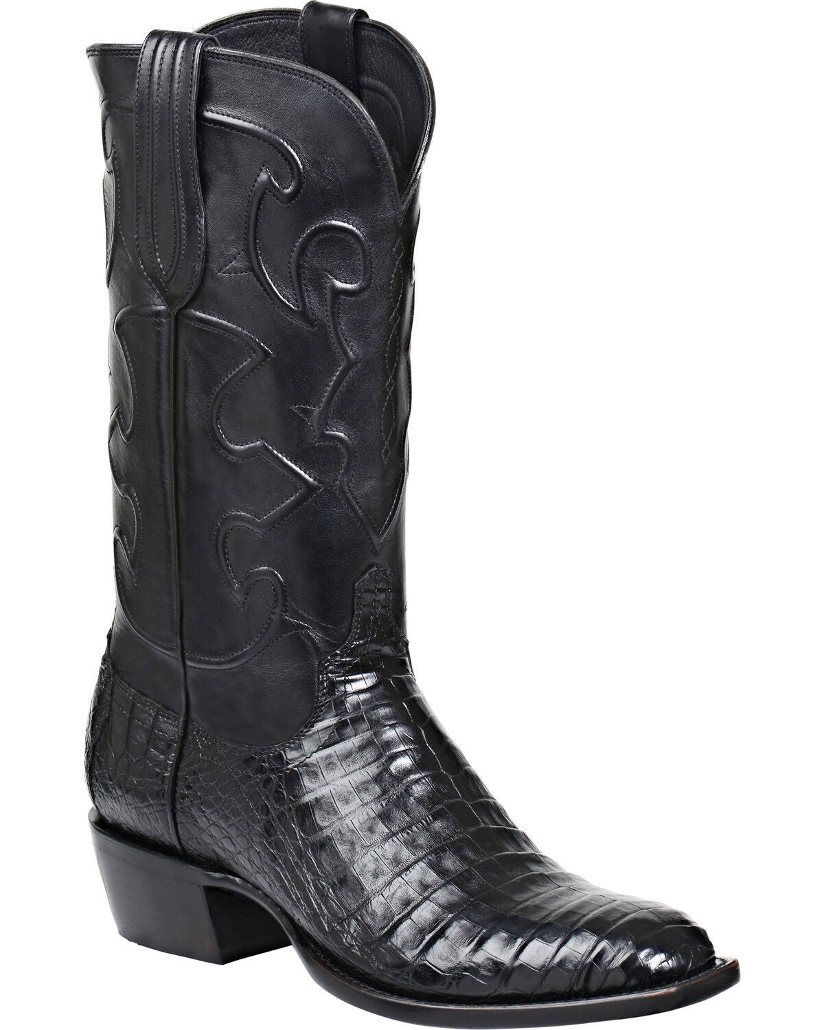Image #1 - Lucchese Handmade 1883 Men's Charles Crocodile Belly Cowboy Boots - Round Toe, Black, hi-res