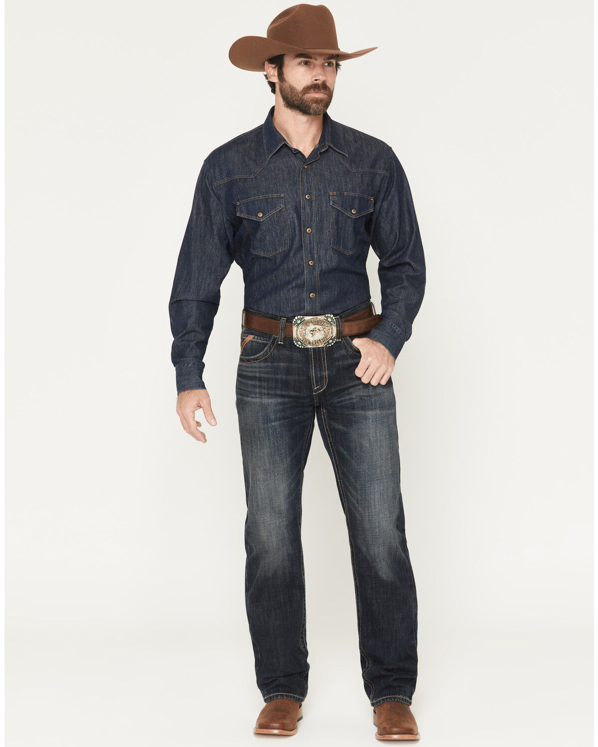 Image #1 - Ariat Men's M5 Bart Keith Dark Wash Mid Rise Straight Rigid Denim Jeans - Big, Dark Wash, hi-res
