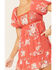 A Collective Story Women's Coral Floral Peasant Tiered Dress, Coral, hi-res