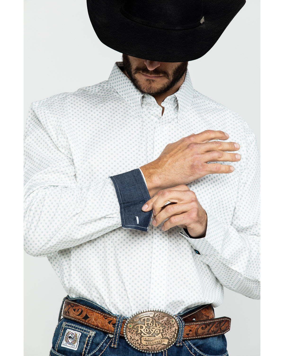 Image #4 - Cody James Core Men's Mayflower Floral Geo Print Long Sleeve Western Shirt, , hi-res