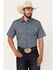 Image #1 - Cody James Men's Open Meadow Floral Print Short Sleeve Button-Down Stretch Western Shirt, Navy, hi-res