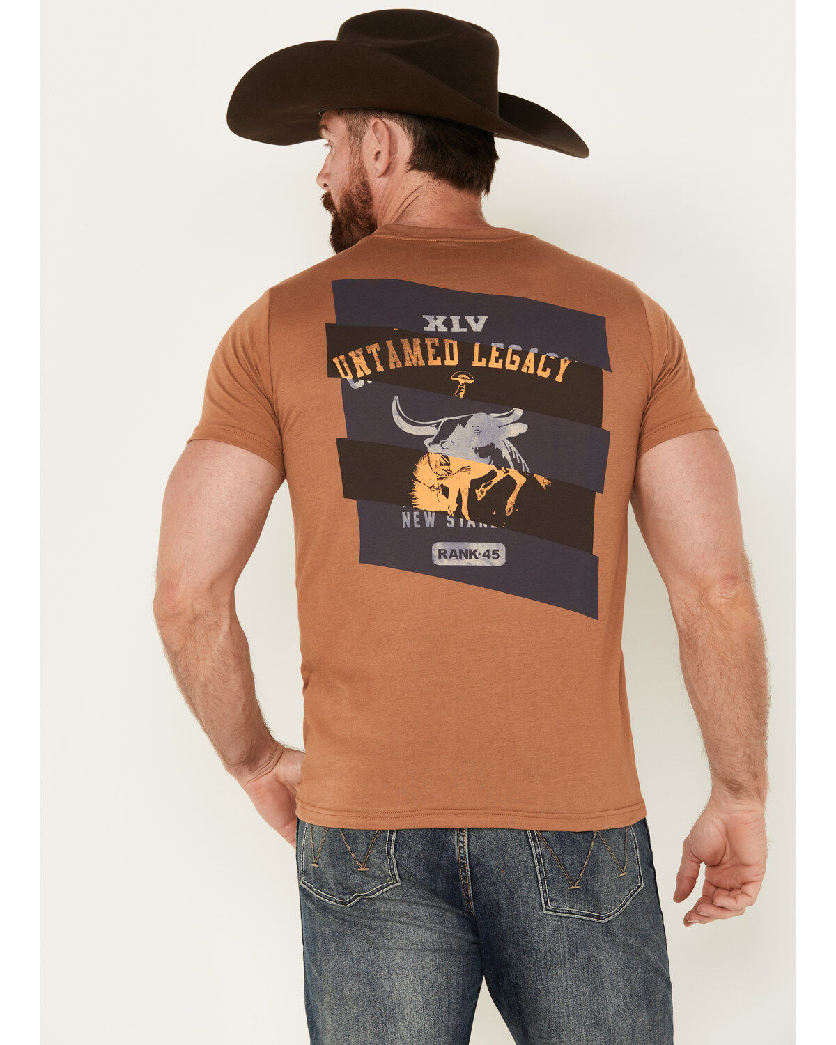 Image #4 - RANK 45® Men's Sliced Athletic Short Sleeve Graphic T-Shirt, Cream, hi-res