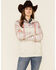 HOOey Women's Southwestern Print Button Down Hooded Pullover, Oatmeal, hi-res