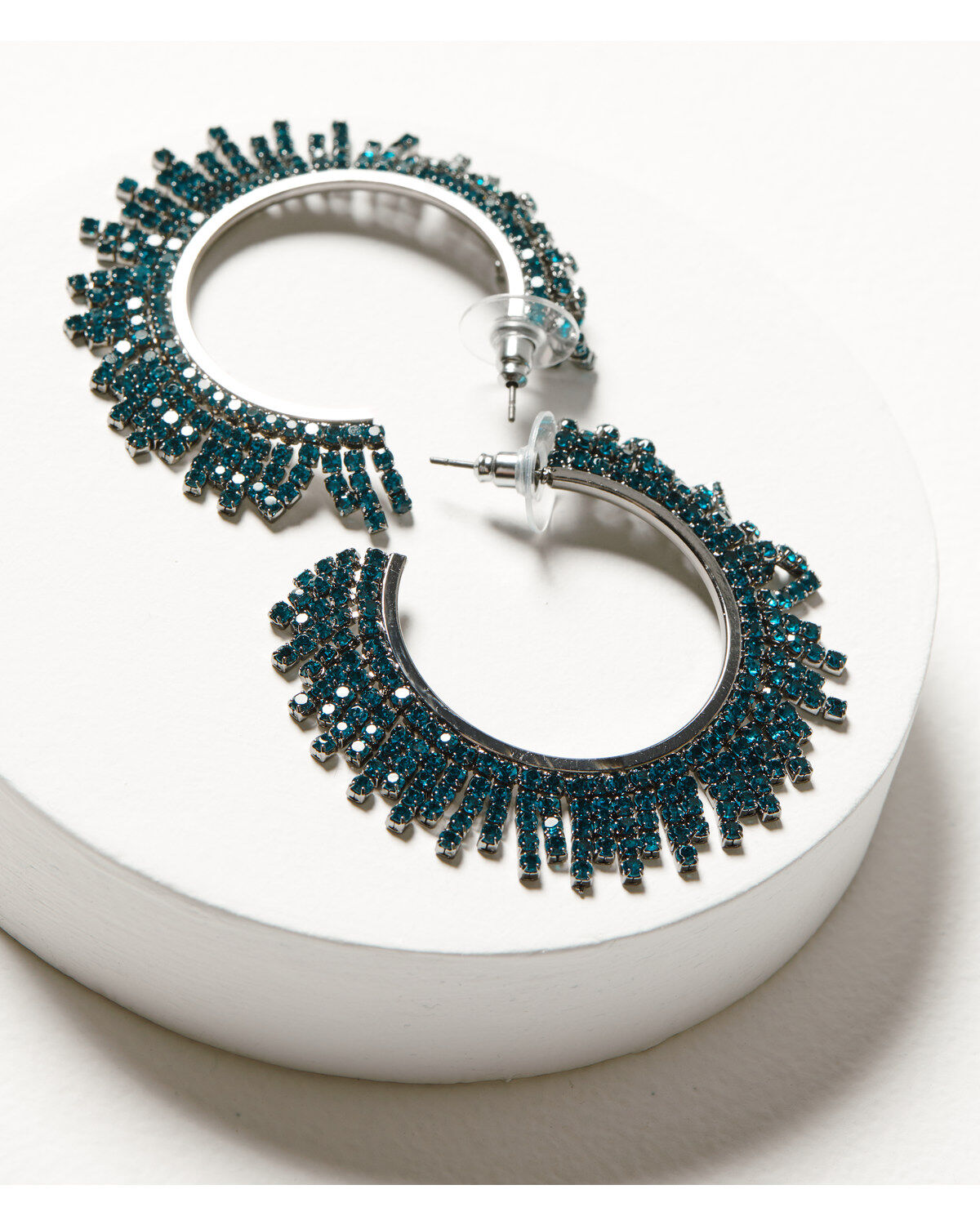 Image #1 - Shyanne Women's Enchanted Forest Deep Teal Sparkle Beaded Hoop Earrings, Teal, hi-res