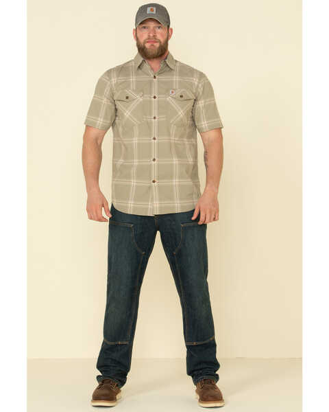 Image #3 - Carhartt Men's Khaki Rugged Flex Bozeman Plaid Short Sleeve Work Shirt , , hi-res
