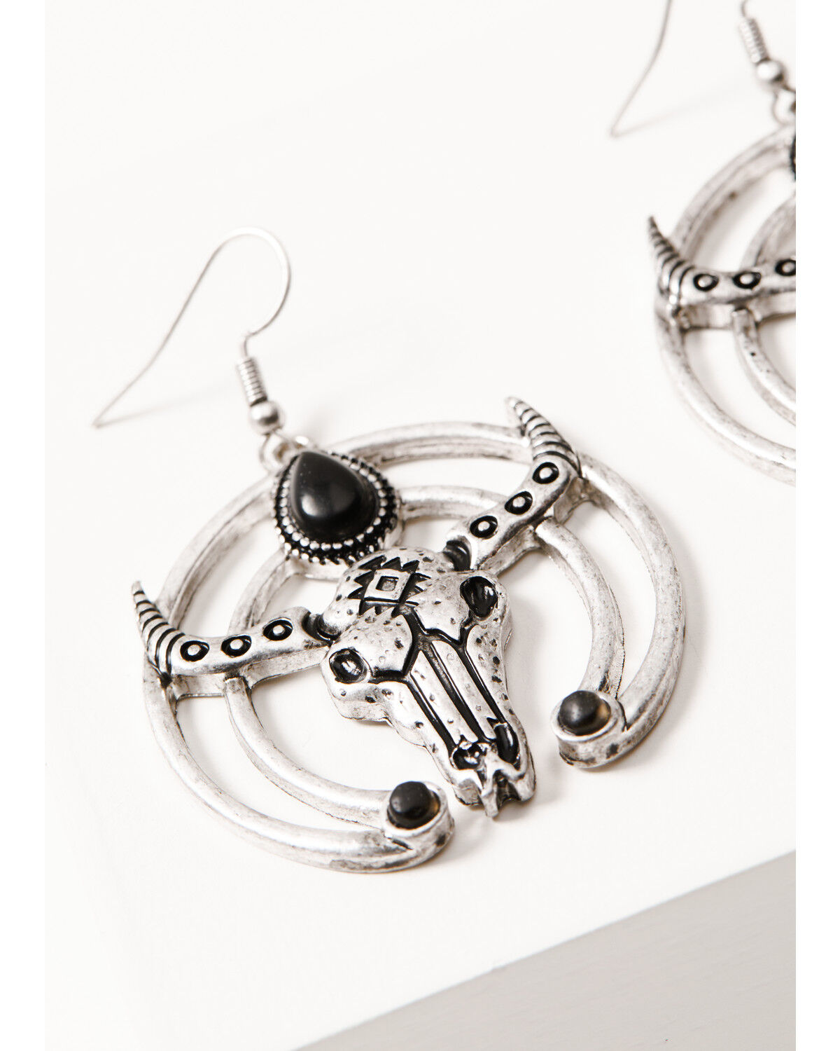 Image #2 - Idyllwind Women's Heidi Steerhead Earrings, Silver, hi-res