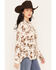Image #2 - Lovlei Ranch Women's Cheyenne Wild and Free Horse Print Long Sleeve Pearl Snap Western Shirt, Ivory, hi-res