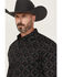 Image #2 - RANK 45® Men's Stampede Diamond Geo Print Long Sleeve Button-Down Stretch Western Shirt, Black, hi-res