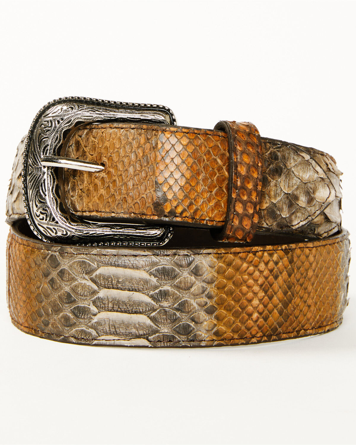 Image #1 - Cody James Men's Exotic Python Belly Belt, Brown, hi-res