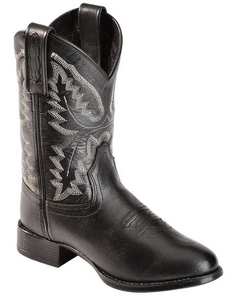 Old West Boys' Ultra Flex Black Cowboy Boots, Black, hi-res