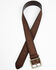 Brothers & Sons Men's Brown Brass Buckle & Roughout Leather Belt, Brown, hi-res
