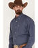 Image #2 - Ariat Men's Immanuel Small Plaid Wrinkle Free Long Sleeve Button Down Western Shirt, Navy, hi-res