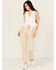 Image #1 - Driftwood Women's Roxy X Provence High Rise Floral Embroidered Cropped Straight Denim Jeans, Cream, hi-res