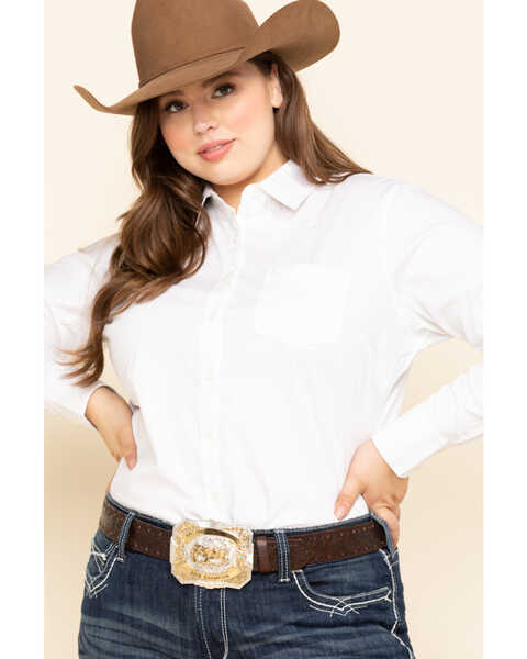 Ariat Women's Kirby Stretch Shirt - Plus, White, hi-res
