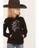 Image #1 - Cowgirl Hardware Girls' Blaze Horse Thermal Hoodie, Black, hi-res