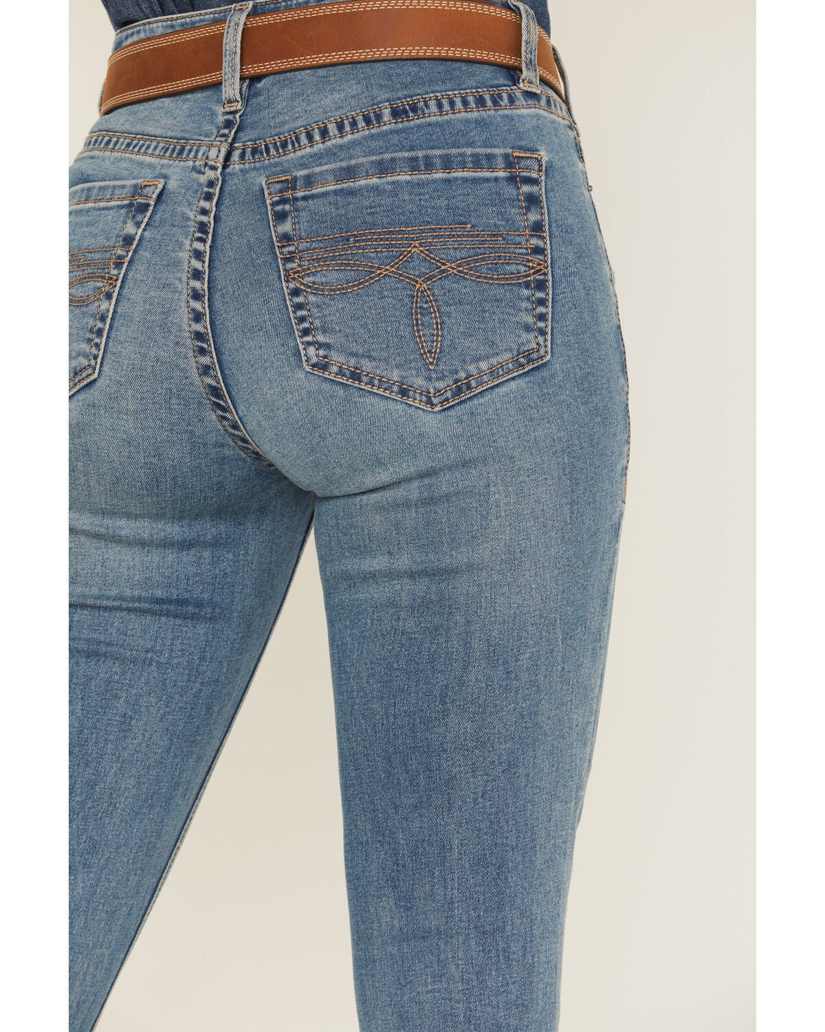 Rock & Roll Denim Women's Medium Wash Mid Rise Boot Stitch Bootcut ...