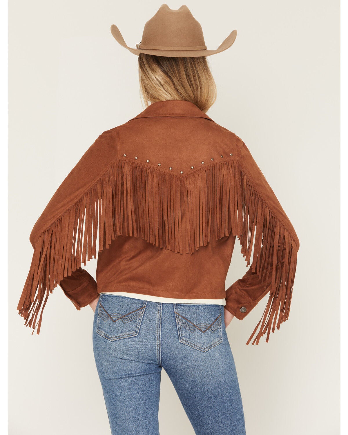 Image #7 - Idyllwind Women's Juniper Faux Suede Boot Stitched Fringe Zip-Up Jacket, Caramel, hi-res