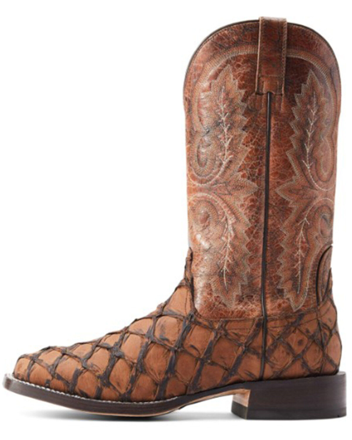 Image #2 - Ariat Men's Deep Water Exotic Pirarucu Western Boots - Broad Square Toe, Brown, hi-res