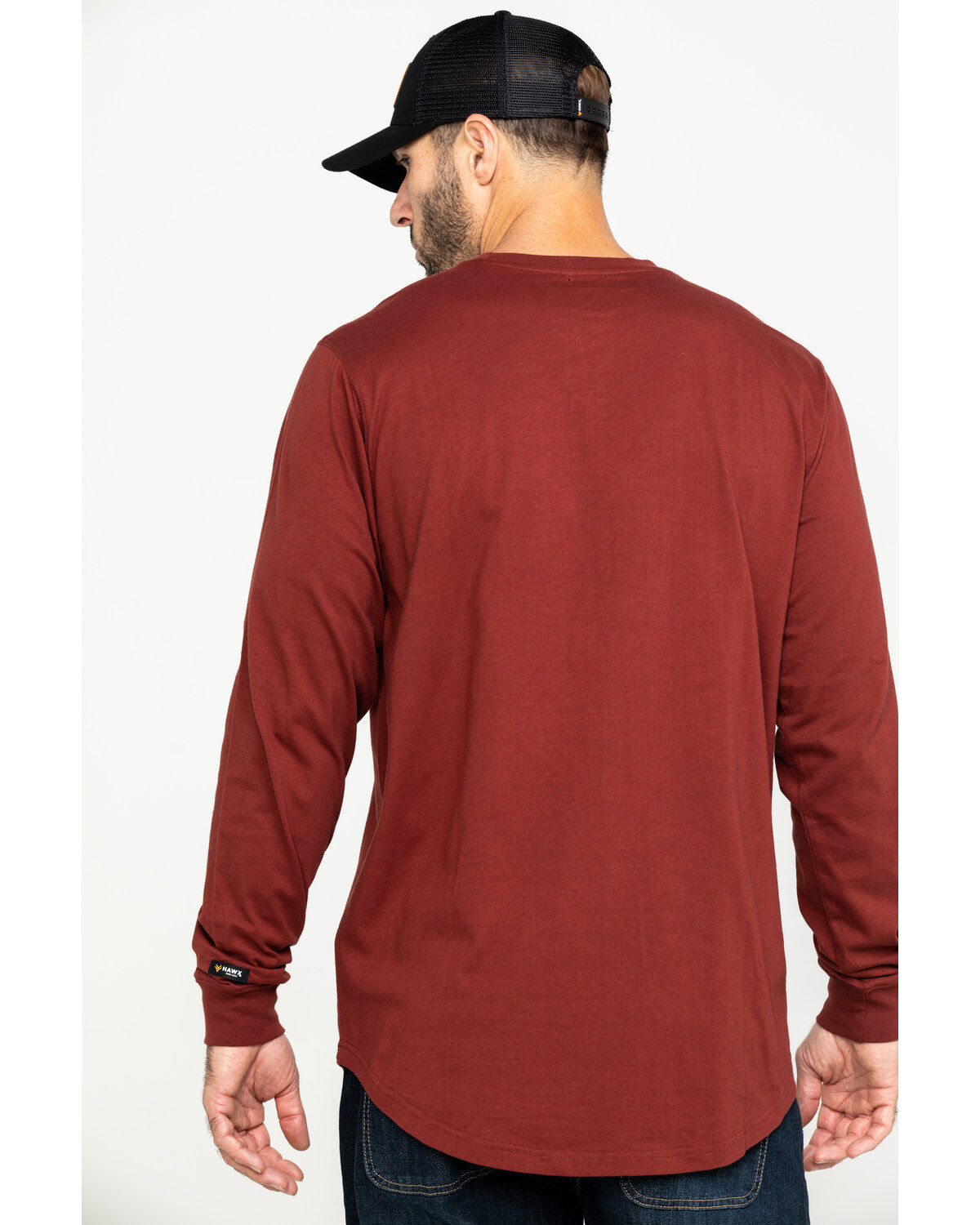 Image #2 - Hawx Men's Red Pocket Long Sleeve Work T-Shirt, , hi-res