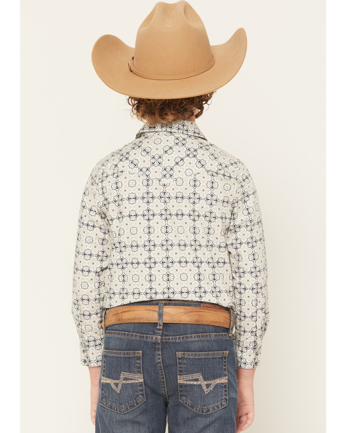Image #4 - Gibson Trading Co Boys' Initiate Medallion Print Long Sleeve Snap Western Shirt, White, hi-res