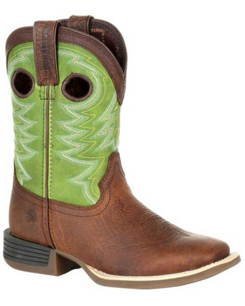 Image #1 - Durango Boys' Lil Rebel Pro Lime Western Boots - Square Toe, Brown, hi-res