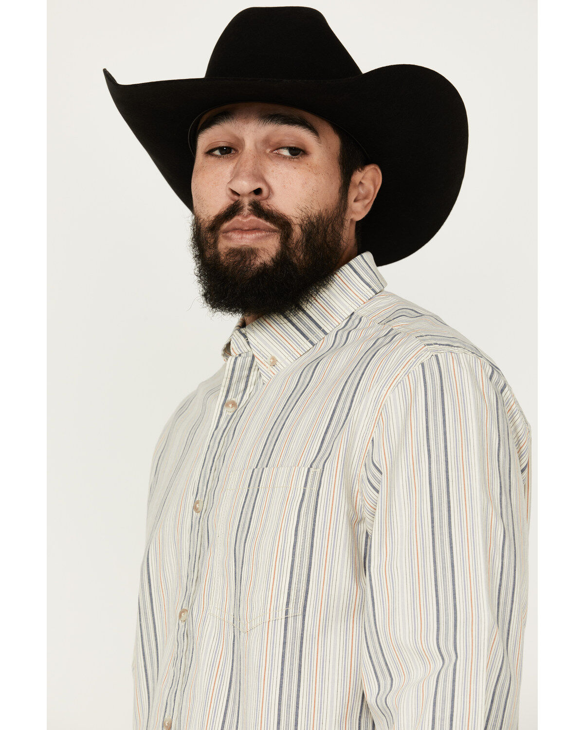 Image #2 - Cody James Men's Sunrise Stripe Long Sleeve Button-Down Stretch Western Shirt, Ivory, hi-res