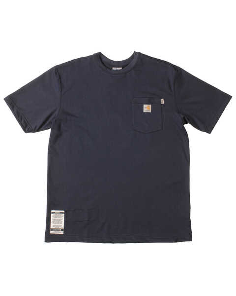 Carhartt Men's Pocket FR Short Sleeve Work T-Shirt, Navy, hi-res