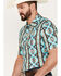 Panhandle Men's Southwestern Print Short Sleeve Western Snap Polo, Turquoise, hi-res