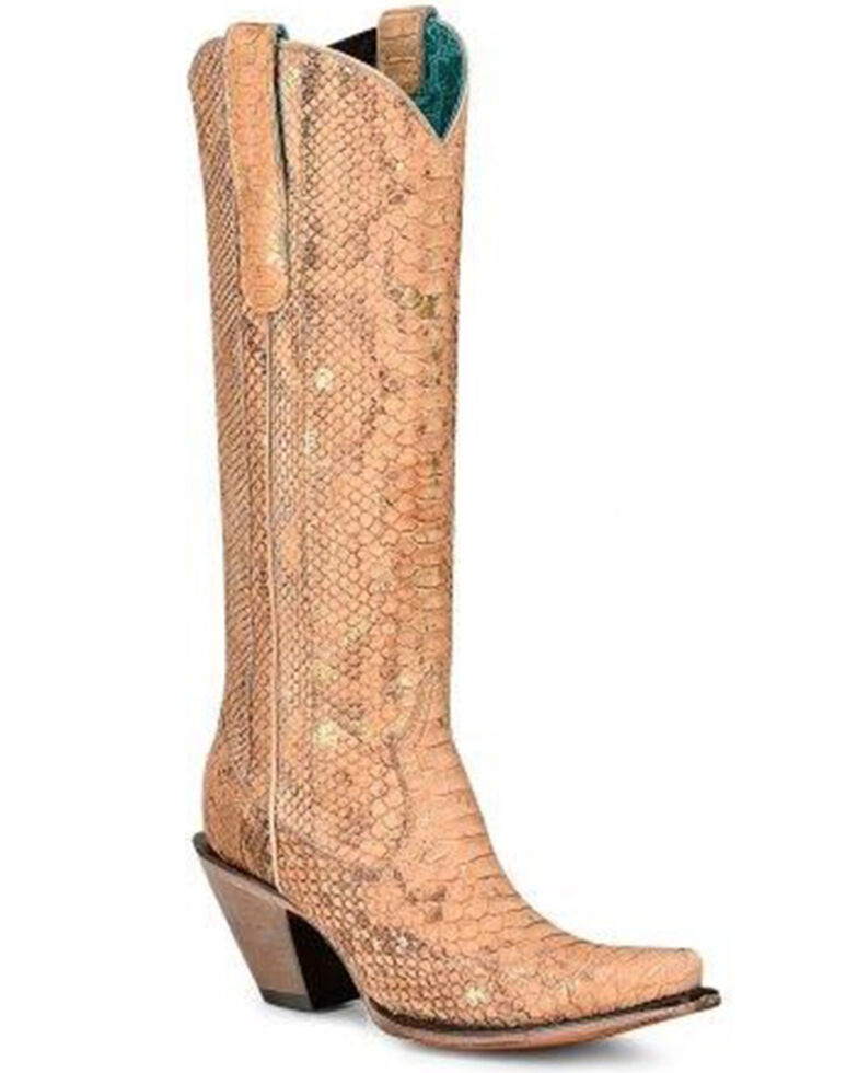 Corral Women's Full Python Print Tall Western Boot - Snip Toe, Natural, hi-res