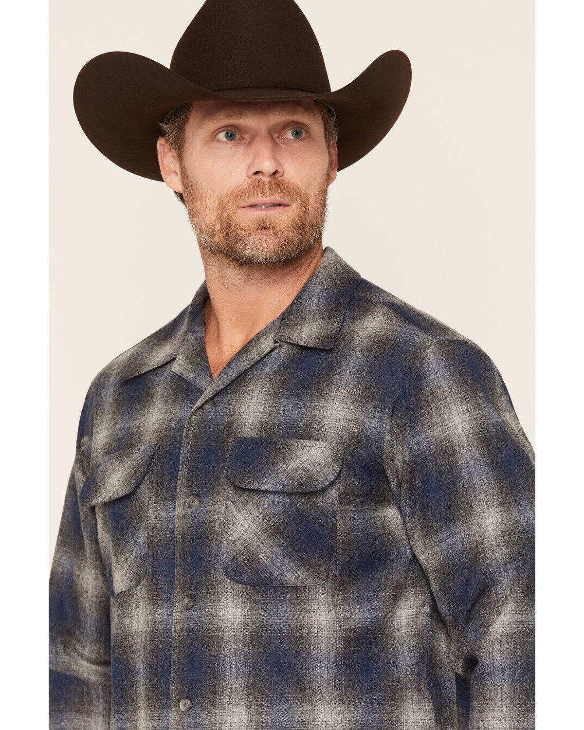 Image #2 - Pendleton Men's Board Ombre Plaid Print Long Sleeve Button-Down Shirt Jacket, Charcoal, hi-res