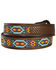 Nocona Beaded Inlay Leather Belt, , hi-res