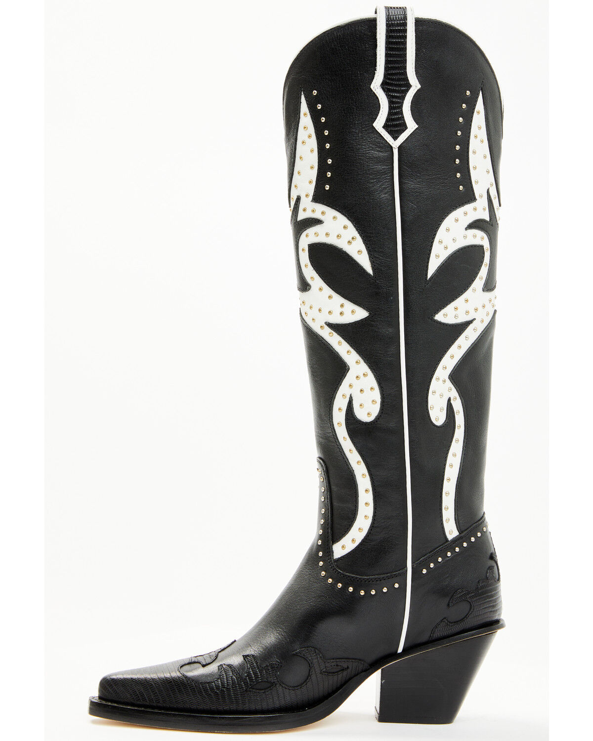 Image #3 - Wonderwest Women's Genoeva Tall Western Boots - Snip Toe, Black/white, hi-res
