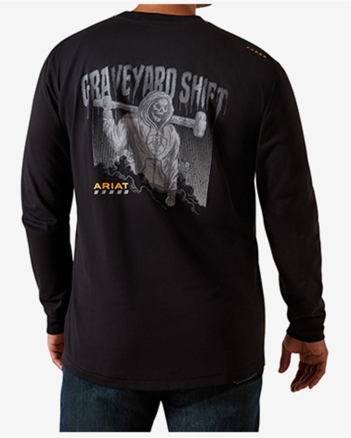 Image #4 - Ariat Men's Workman Graveyard Long Sleeve Graphic Work T-Shirt, Black, hi-res