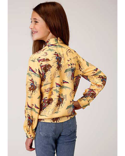 Five Star Girls' Retro Rodeo Print Western Shirt, Yellow, hi-res