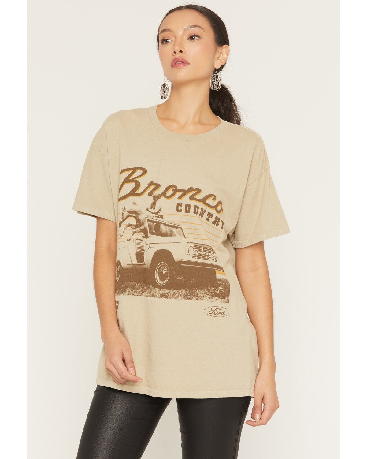 Merch Traffic Women's Bronco Country Short Sleeve Graphic Tee, Tan, hi-res