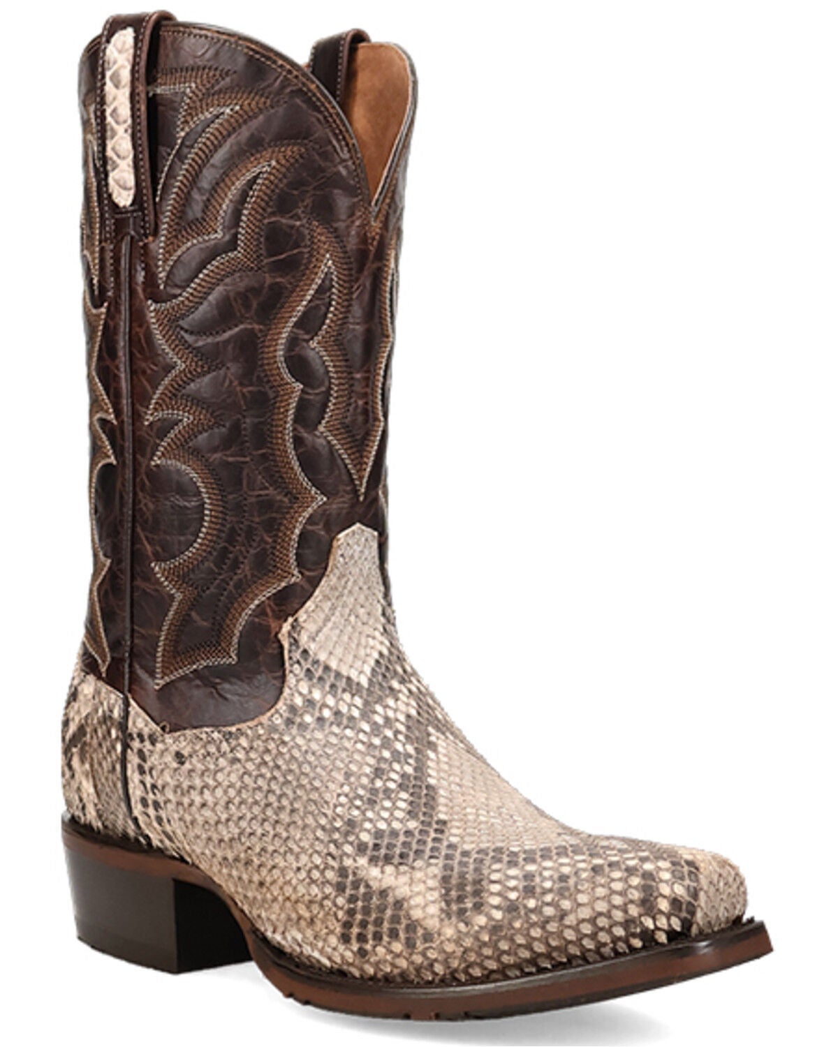 Dan Post Men's Exotic Python Western Boots - Square Toe, Natural, hi-res
