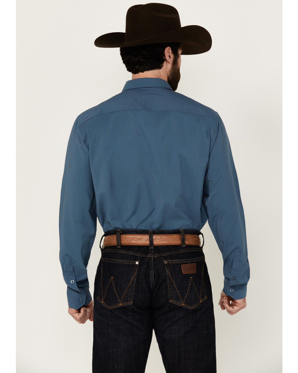 Image #4 - Kimes Ranch Men's Linville Solid Long Sleeve Button-Down Performance Western Shirt, Blue, hi-res