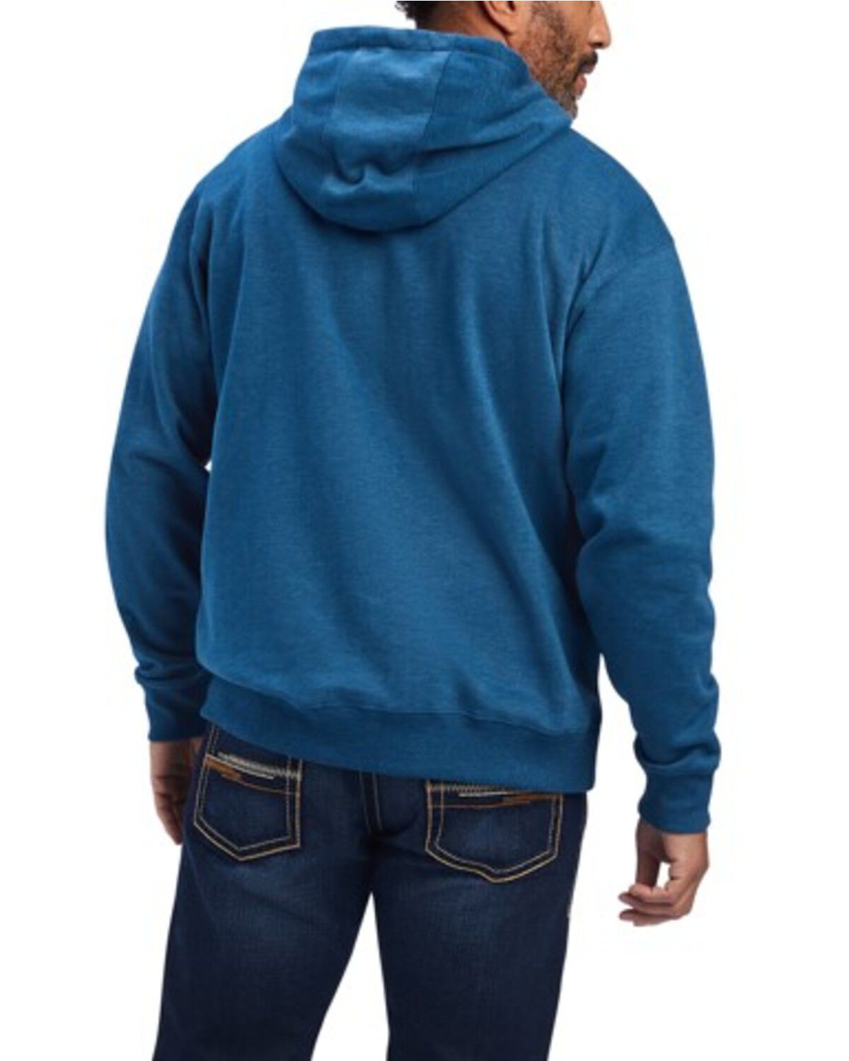 Image #2 - Ariat Men's Logo Graphic Hooded Sweatshirt - Big, Blue, hi-res