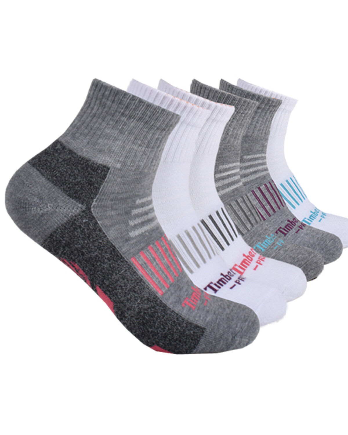 Image #3 - Timberland PRO Women's Contrast Logo Quarter Socks - 6 Piece, Multi, hi-res